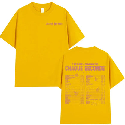 Pierre Garnier Chaque Seconde Tour Merch T-shirts Hip Hop Fashion T-shirt Women Men's Clothing Cotton Casual Oversized T Shirts