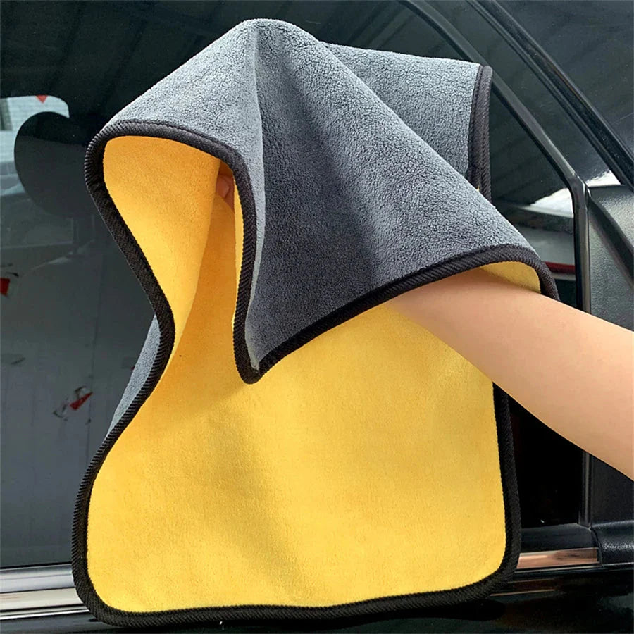 1/2/6pcs Microfiber Cleaning Towel Thicken Soft Drying Cloth Car Body Washing Towels Double Layer Clean Rags Car Accessories