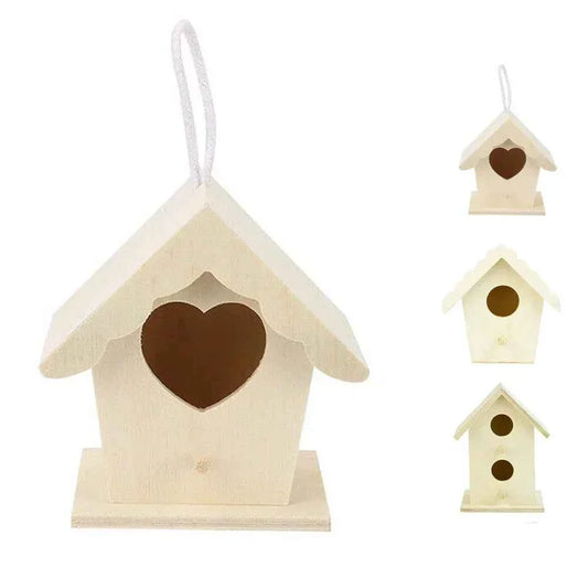 Wooden Bird House Nest Dox Nest House Bird Box Wooden Birdhouse Home Parrot Nest Houses Pet Bedroom Craft Box Garden Decoration