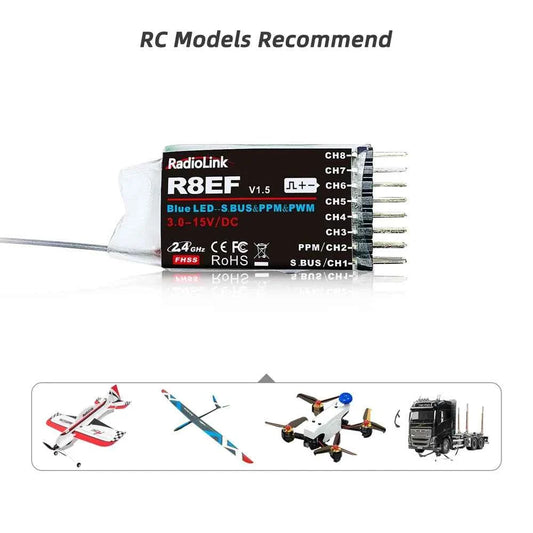 RadioLink RC Receiver R8FGH R8FG R8EF R8FM R8SM R8XM R7FG R6F R4FGM 2.4G Receiver for RC Transmitter RC8X/T8FB/T8S/RC6GS/RC4GS