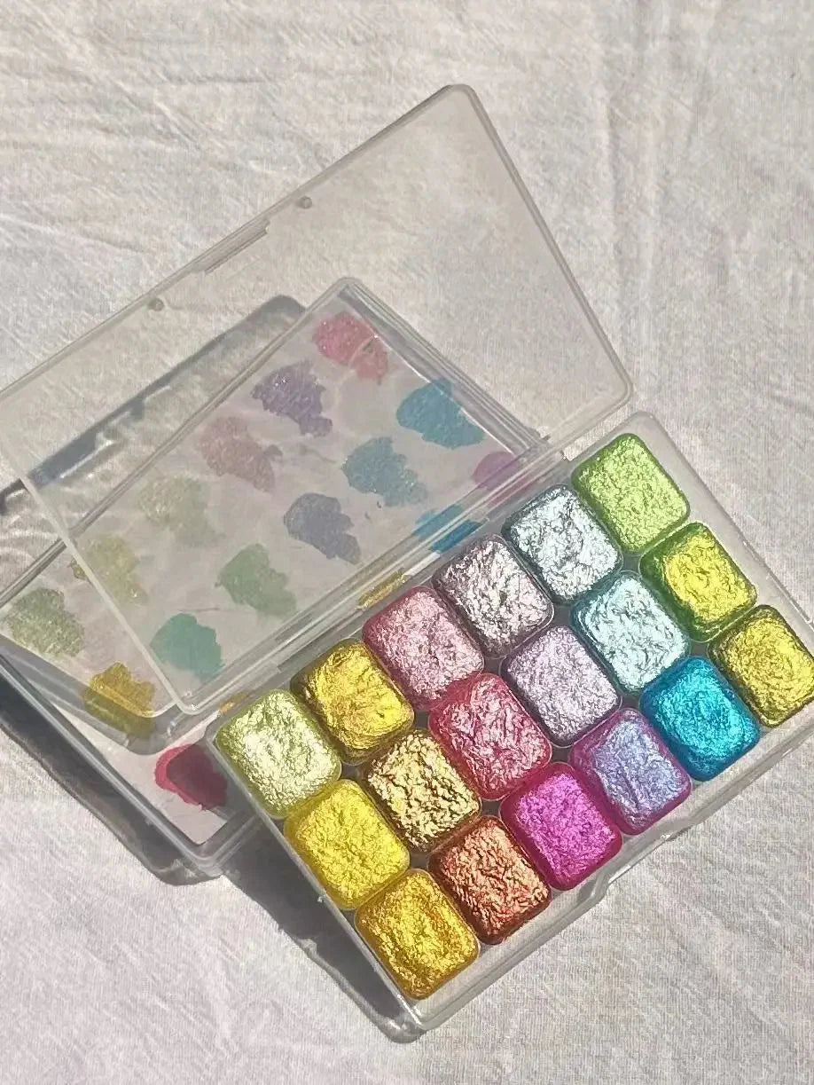 Master Grade 16 Colors Pearlescent Solid Watercolor Paint Mineral Nail Art Flower Painting Dyeing Tool Thangka ES