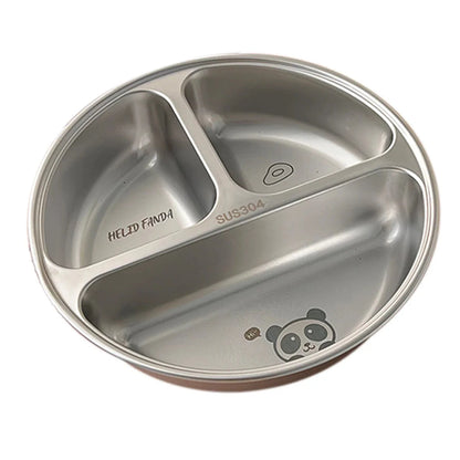 3 Compartments Dinner Plate 304 Stainless Steel Salad Plates Dishes Stackable Portion Control Diet Food Plate Dishwasher Safe
