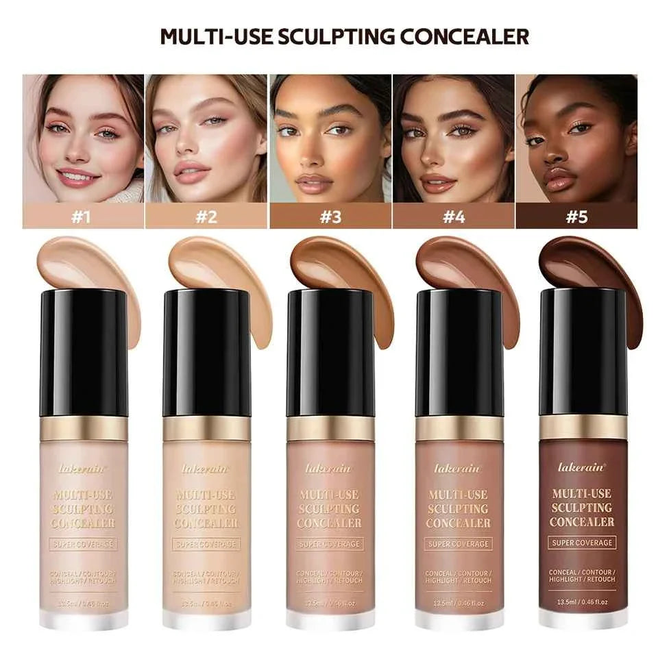 Lakerain Multi-purpose Concealer For Face Covers Freckles Even Skin Tone Moisturizing Long-lasting Sculpting Liquid Concealer