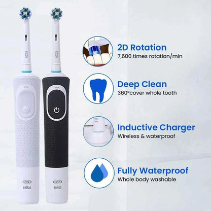 Oral B D100 2D Vitality Electric Toothbrush Timer 7600Rpm Cross Action Deep Cleaning and Whitening Teeth Tooth Brush