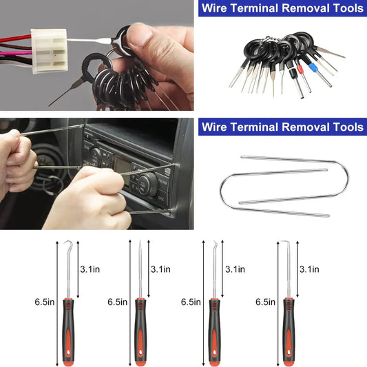 Car Trim Removal Tool Kit for Door/ Pannel/ Audio Dashboard/ Plastic Rivets/ Bumper/ Fastener Clips DIY Car Panel Disassembly