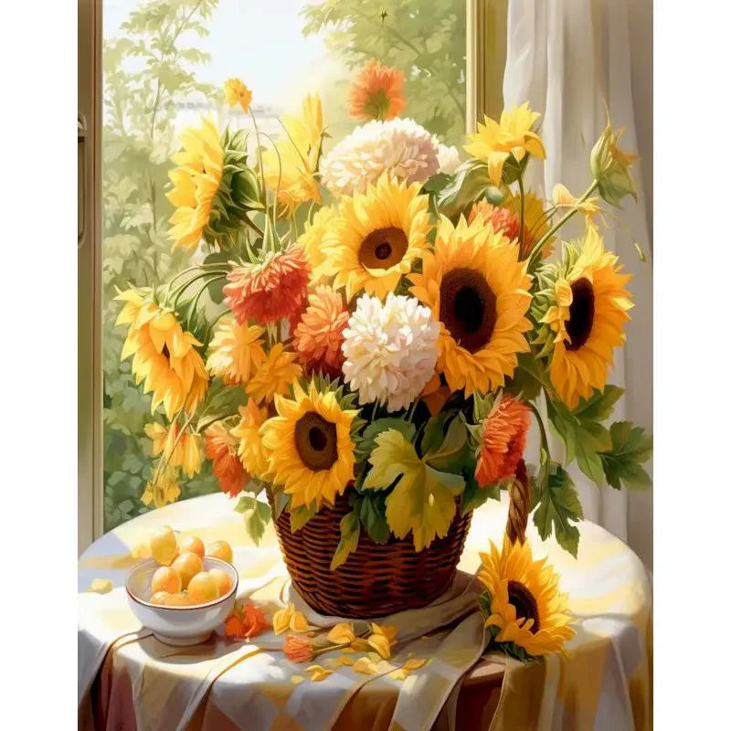 GATYZTORY Paint By Number yellow Flower Landscape Oil Painting On Canvas Floral Handmade Modern Diy Unique Gift