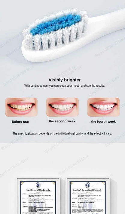 Xiaomi Mijia Sonic Electric Toothbrush Smart Timing Tooth Brush Teeth Whitening Fast Charging Base Toothbrush Replacement Head