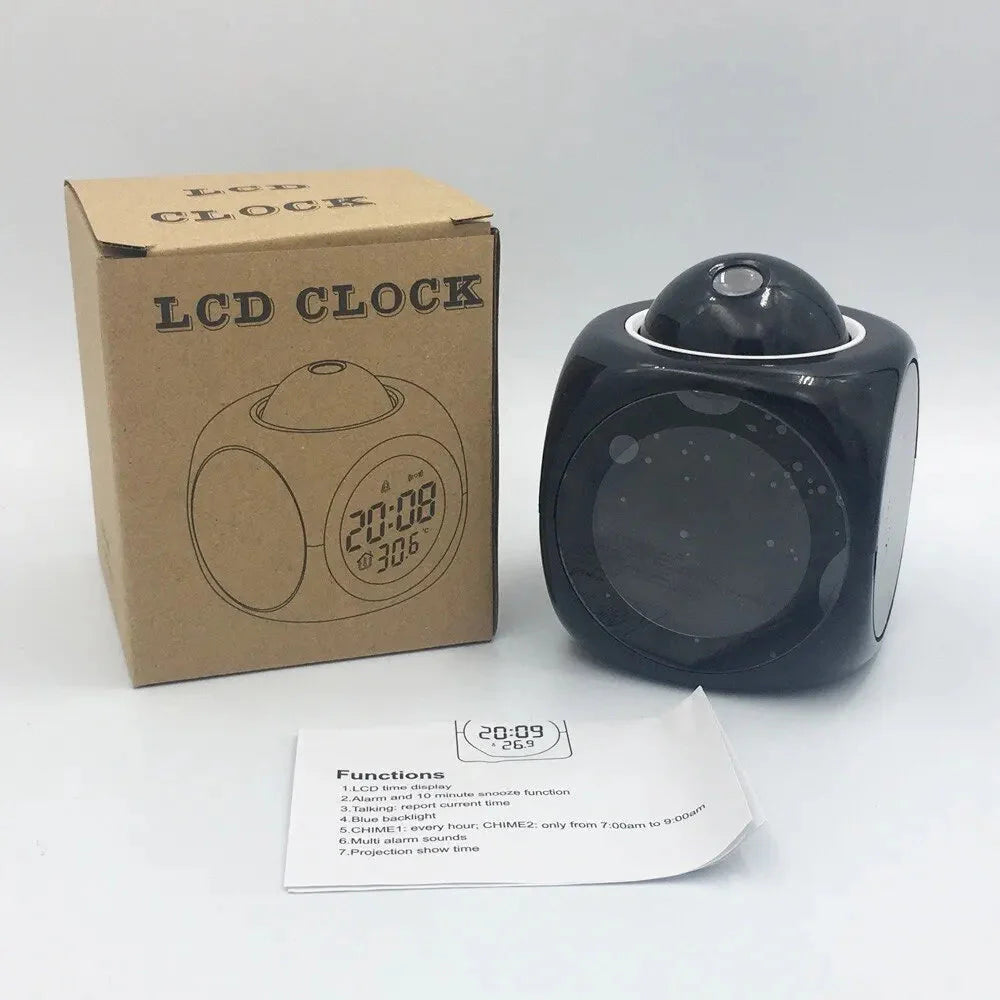 1PCProjection Alarm Clock Ceiling Display Snooze Desk Table Clock Voice Multifunction Digital Projection Clock Temperature Displ