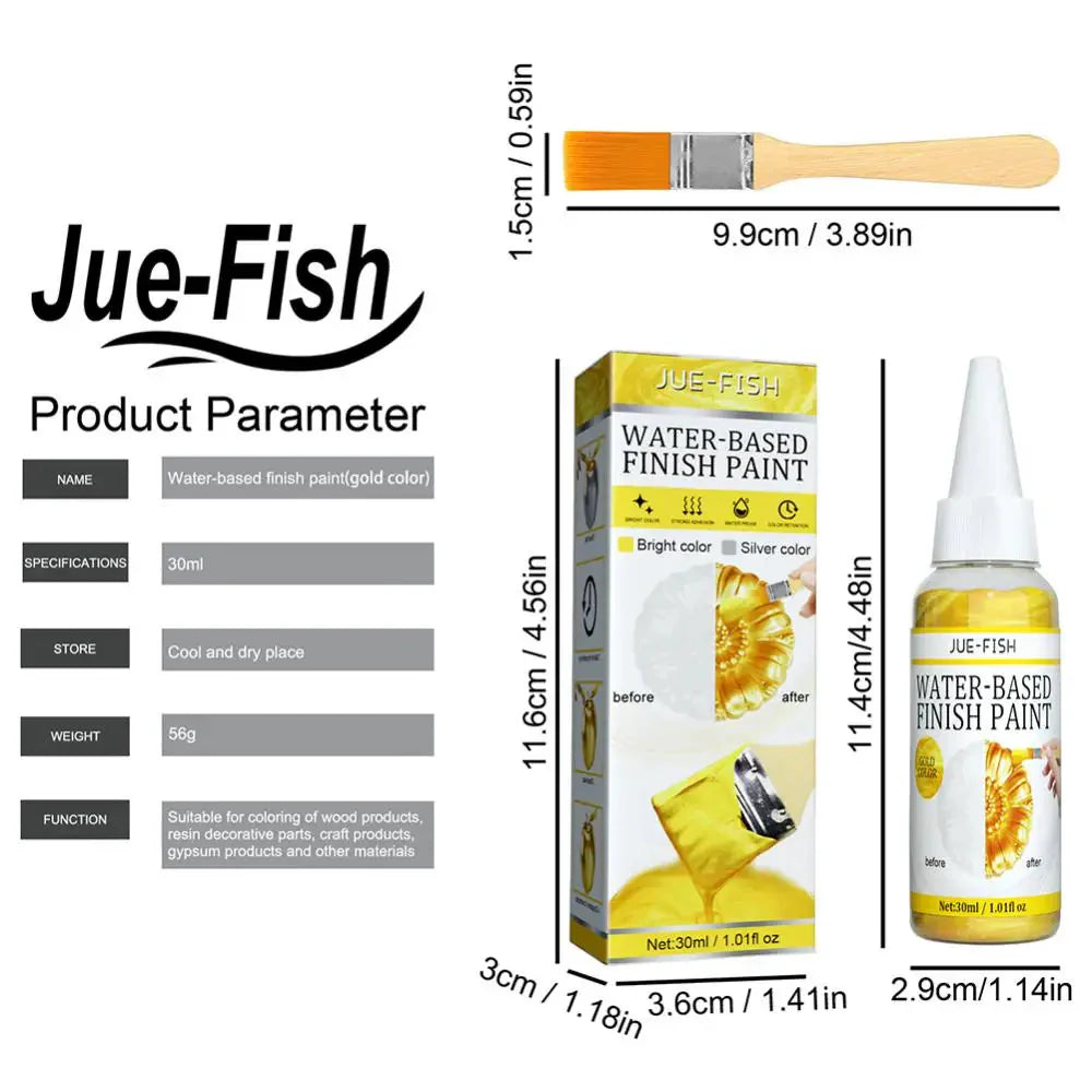 30ml Gold Paint Metallic Acrylic Paint Waterproof Not Faded For Statuary Coloring DIY Hand Clothes Painted Graffiti Pigments