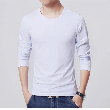 2026 MRMT Brand New Men's T-Shirts Long Sleeve Slim Men T-Shirt Young Man Pure Color Tops Tees Shirt O-Neck For Male Boys Tshirt