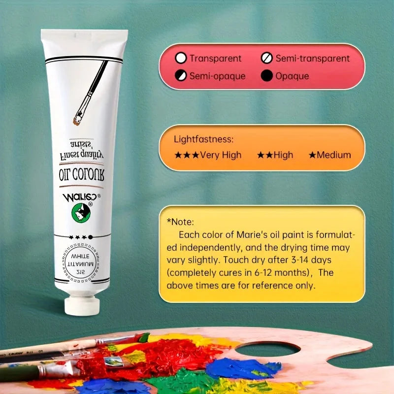 Marie's Oil Paint 170ml/5.95oz Large Tube,Art Supplies for Canvas Painting,Egg,Graffiti,Fabric,Stone,Leather,Wood,Ceramic