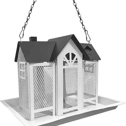 Outdoor Hanging Bird Feeder Iron Rain/Wind-Proof Bird Feeder Outside Garden Yard Large-Capacity Birds Food Feeders Pet Supplies