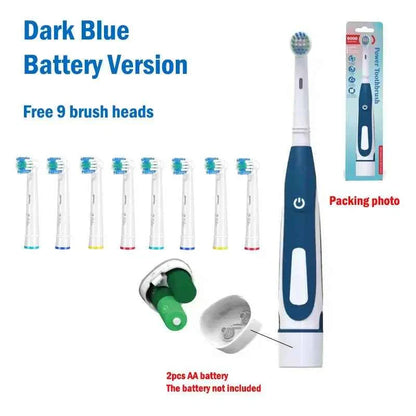 Electric Toothbrush Rounded 3D Heads Teeth Brush Soft Bristle Vibrate Rotation Gum Care Battery Power Teeth Whitening For Adults