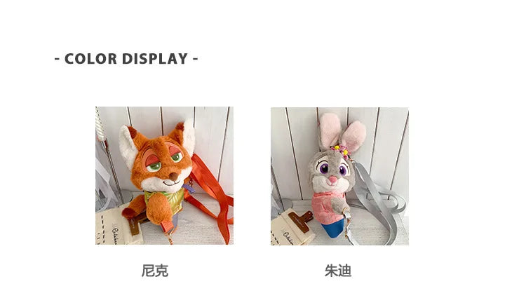 New Zootopia Doll Crossbody Bag Cartoon Judy Hopps Shoulder Bag Holiday Gift Large Capacity Portable Storage Commuter Bag