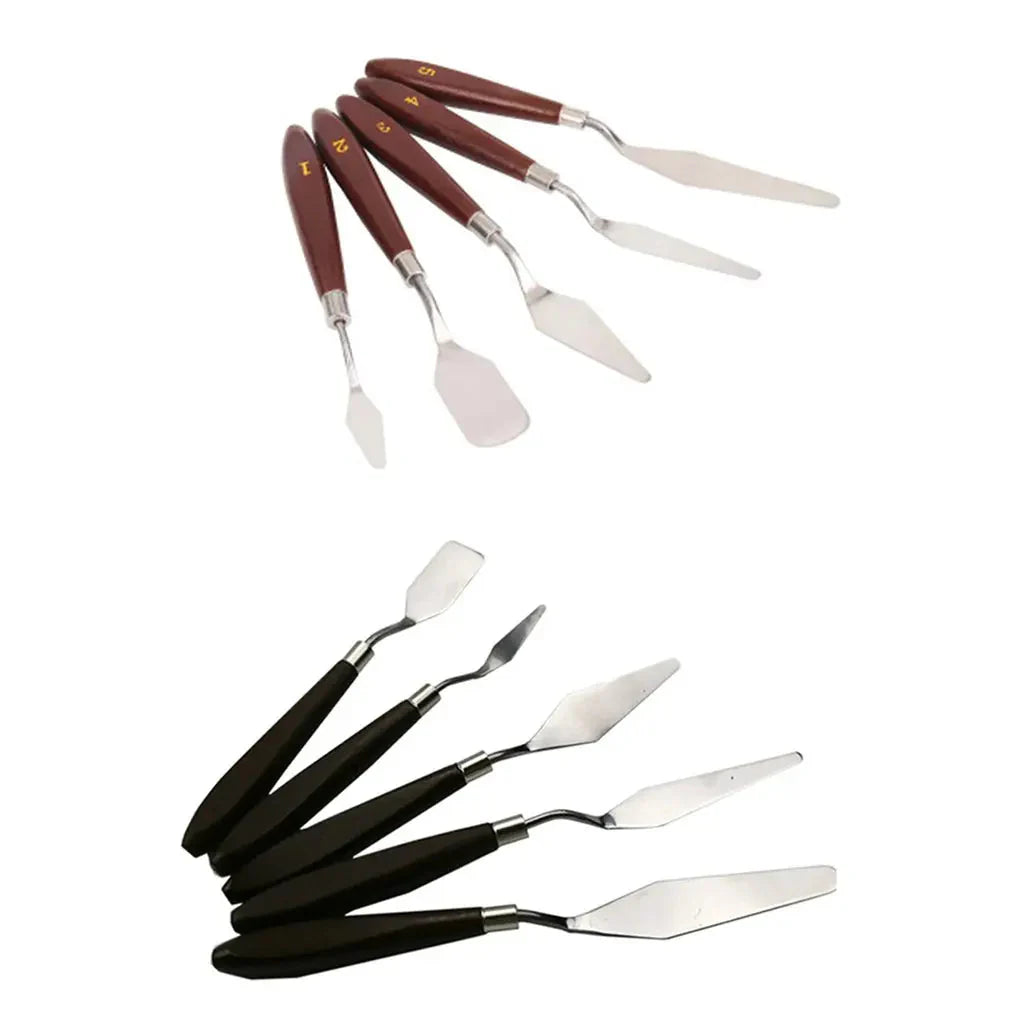 Hot 5PCS Stainless Steel Scraper Spatula Art Supplies for Artist Canva Oil Paint Color Mixing Palette Knife Painting Wholesale