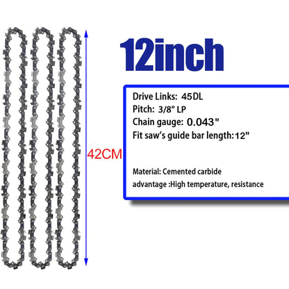 12 Inch Chainsaw Chain 3/8" LP Pitch .043'' Gauge 45 Drive Links Fits For DeWalt DCCS620P1 Ryobi, Craftsman, Makita and More
