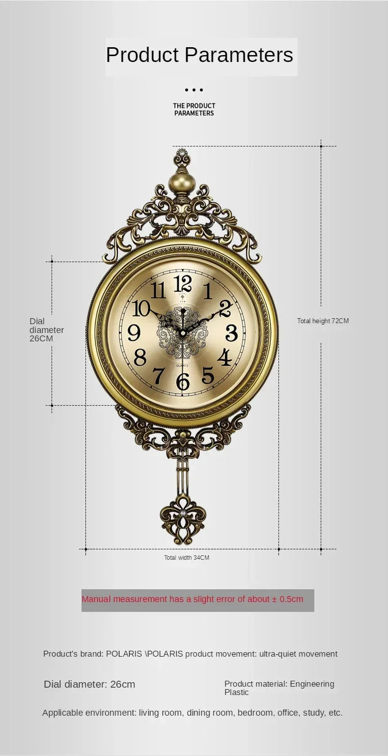 Large Luxury Gold Wall Clock Living Room Silent Creative Swing Wall watches Bedroom Quartz Clocks Wall Home Decor