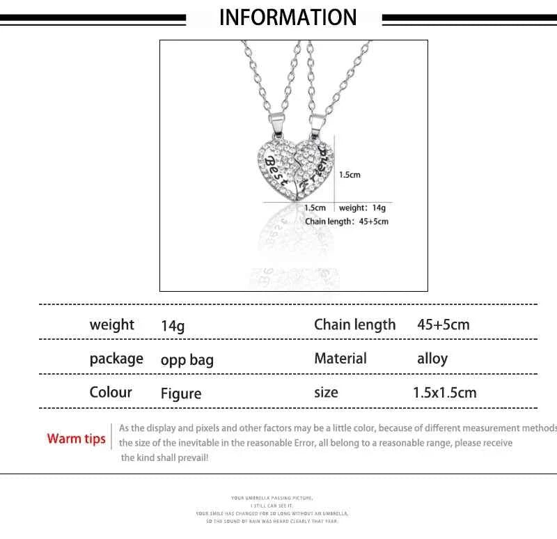 New Best Friends Necklace For Women Girls Broken Heart Puzzle Musical Note Pendant Necklaces BFF Friendship Forever Jewelry Gift