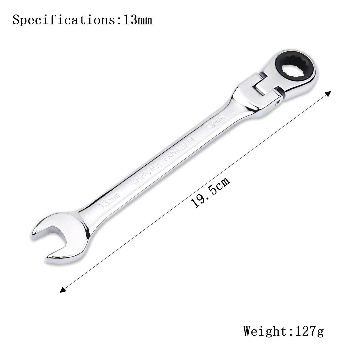 Ratchet Wrench of Keys Spanner Set Hand Tool 72-Tooth Ratcheting Flexible Head Mirror Finish 6mm-27mm Auto and Home Repair 1 pcs