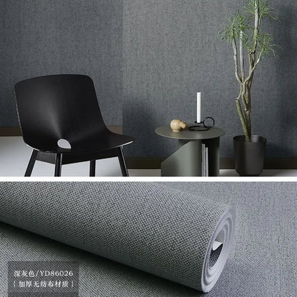 Modern Nordic Linen Textured Wallpaper – Eco-Friendly Non-Woven Solid Color Wall Covering