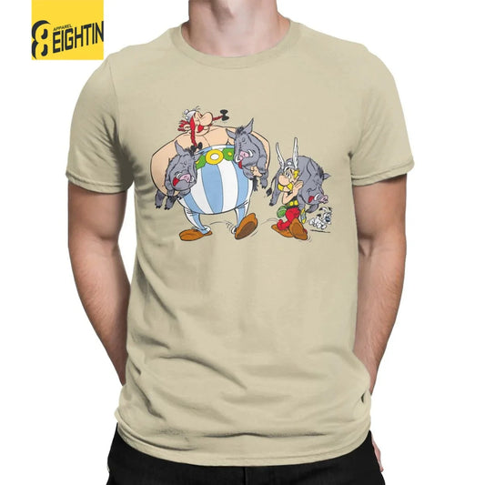 Men T-Shirts Asteriks And Obeliks With Bor Cool 100% Cotton Tees Short Sleeve T Shirt Round Neck Tops Classic