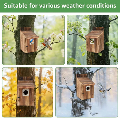 2Pcs Wooden Bird House Outdoor Weatherproof Parrot Bird Nest Breeding Sleeping Box Birdhouse Garden Patio Decorative