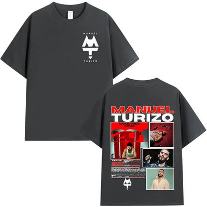 Rapper Manuel Turizo 201 Tour 2025 Men's and Women's T-shirts, Oversized Hip-hop Style Short-sleeved Cotton Casual T-shirts