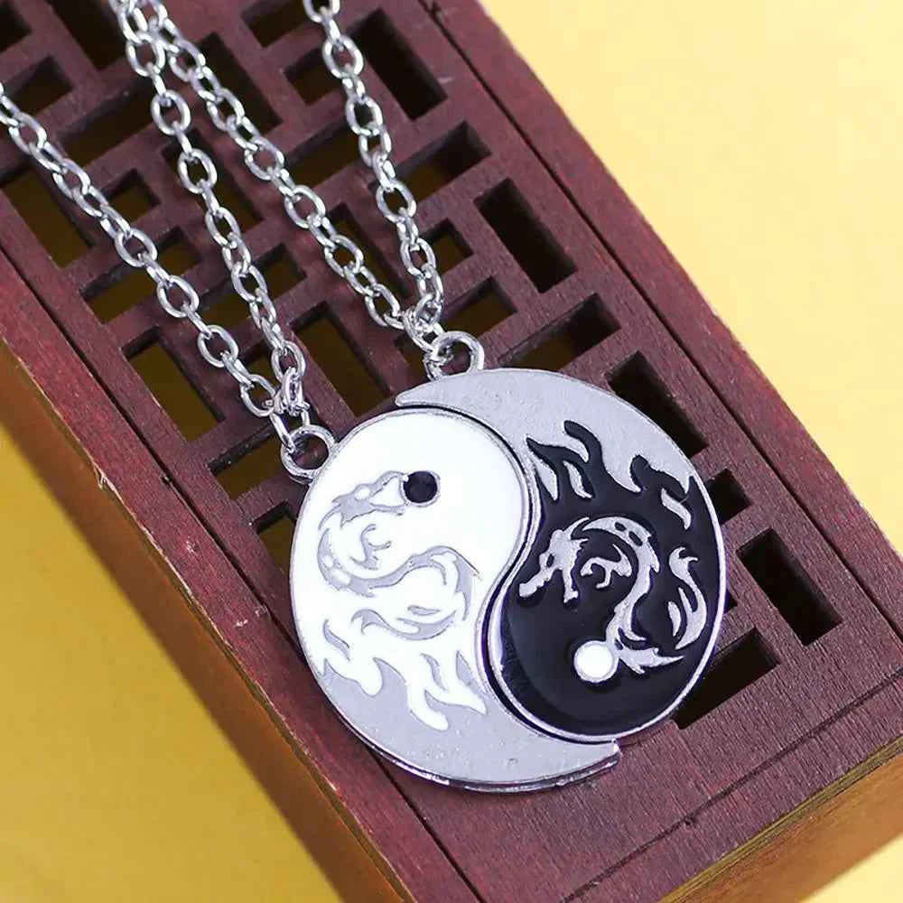 Style For Best Friends Women Fashion Jewelry Lovers Men Couple Necklace Yin Yang Necklace Clavicle chain Gossip Dragon Pendant