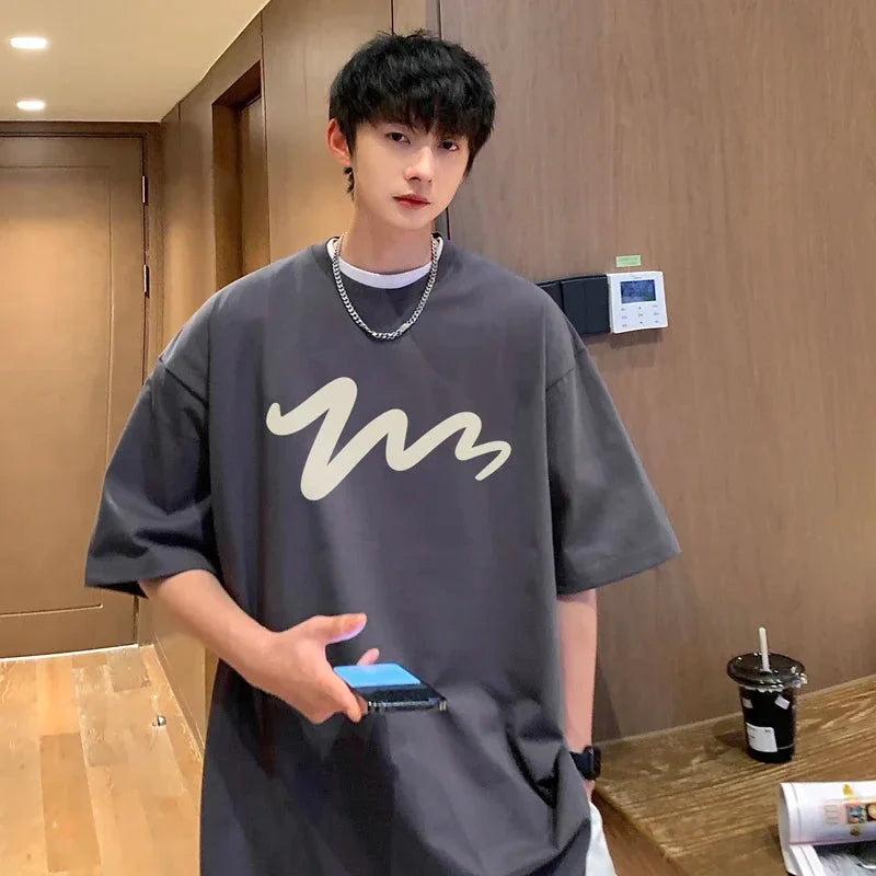 Men's T Shirt Oversized Mens White Cotton T-shirts Funny Print 5XL Casual Wear Summer Tee Shirts For Men Big Size Male Clothes