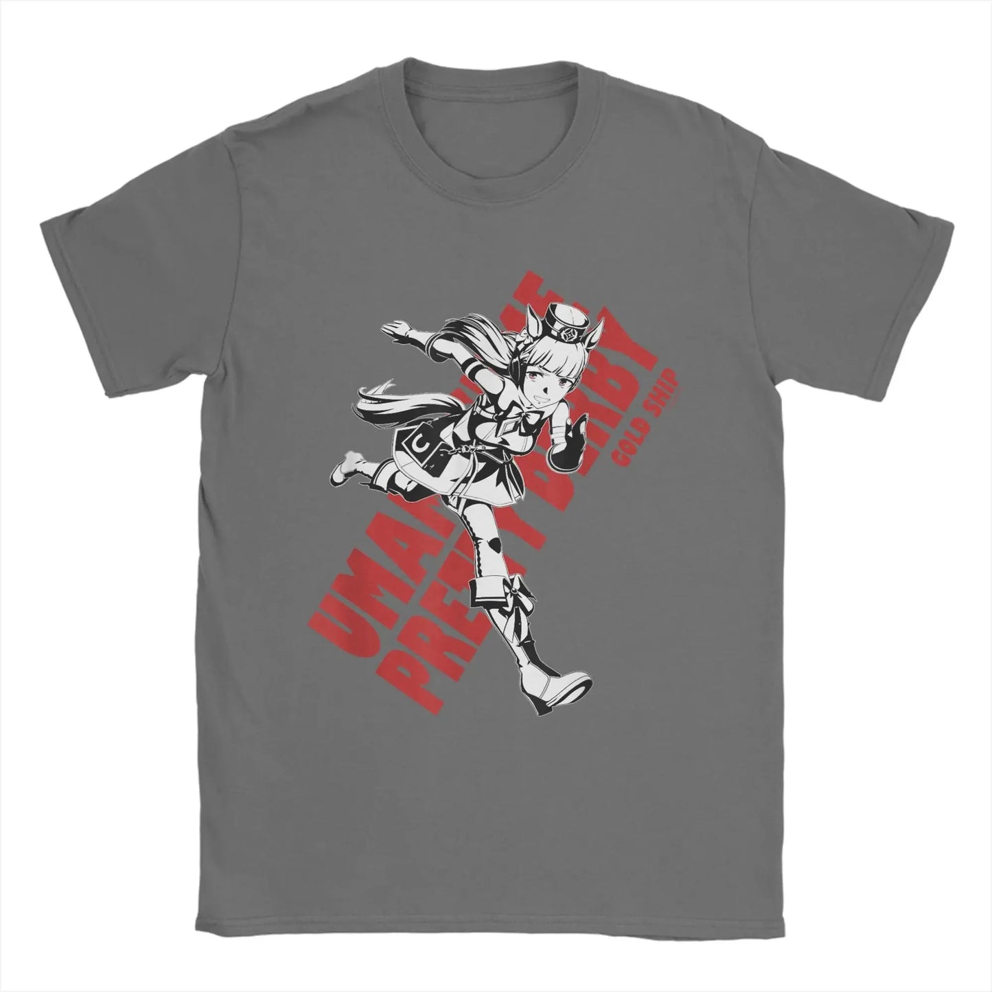 Men T-Shirts Umamusume Pretty Derby Gold Ship Funny Pure Cotton Tees Short Sleeve  T Shirts Crewneck Tops Party