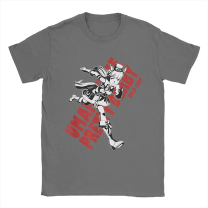 Men T-Shirts Umamusume Pretty Derby Gold Ship Funny Pure Cotton Tees Short Sleeve  T Shirts Crewneck Tops Party
