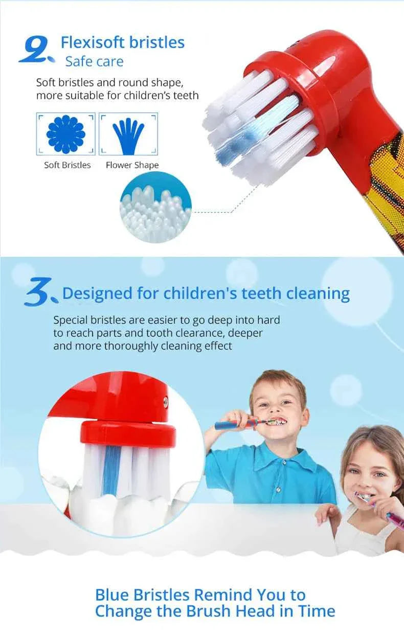 Oral B Children Electric Toothbrush Heads Frozen Utral Soft Tooth Brush Heads Round Brush Heads 2/3/4 hedas for 3-12 years old