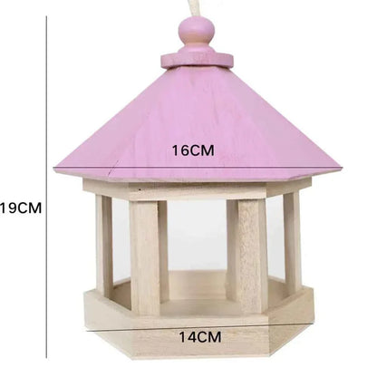 Wooden House Bird Feeder Outdoor Wooden Birds House Hanging Feeding Station Hollow Bird Feeder Food Container for Garden Park