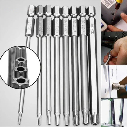 50-75-100mm Hollow Plum Blossom Extended S2 Bit Hexagon Handle Screwdriver Bit Screwdriver Tool Set
