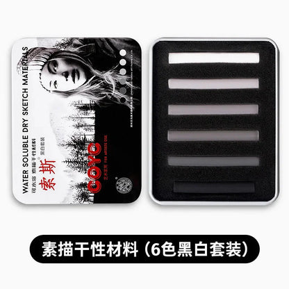 4 Pcs/box Sketch Charcoal Water-soluble Sketching Dry Materials Charcoal Brushes Charcoal Strips Art Painting Supplies