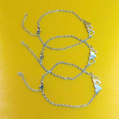 3 Sisters Bracelets Best Friends Necklace for 3 Set of 3 Heart Bracelets 3 BFF 3 Bestie Long Distance Friendship Gift