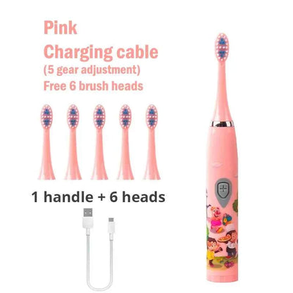 Children Electric Toothbrush USB Rechargeable Colorful Cartoon Brush Ultrasonic Smart Timer Soft Hair Tooth Brush Oral Cleaning