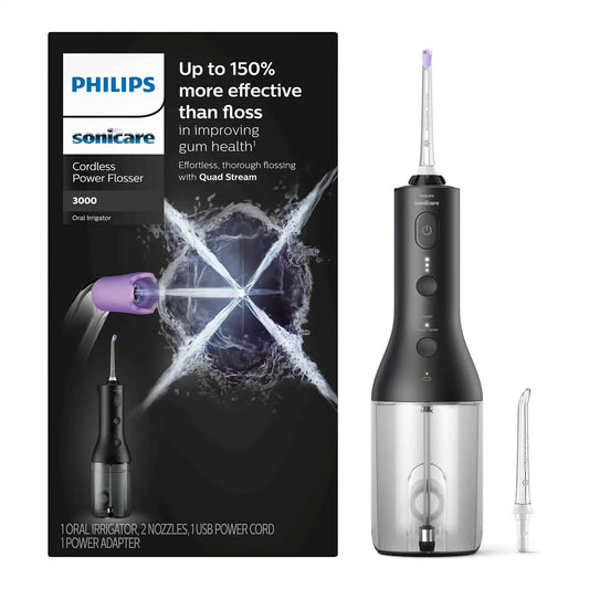 Philips Sonicare 2000 series tooth flosser HX3826, 250 ml water container, USB-C cable, 3 strengths, 360° rotation