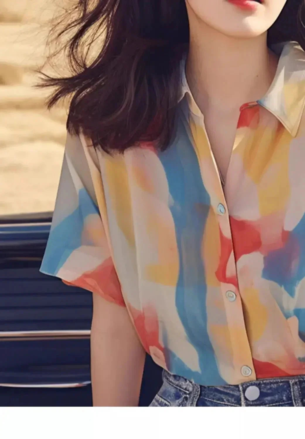 French Chic Top Print Versatile Elegant Casual Chiffon Short-sleeved Shirt for Women