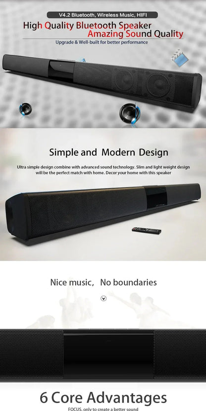 40W Soundbar TV Portable Bluetooth-compatible Speaker Sound bar Wireless Column Home Theater Sound System RCA AUX For TV PC