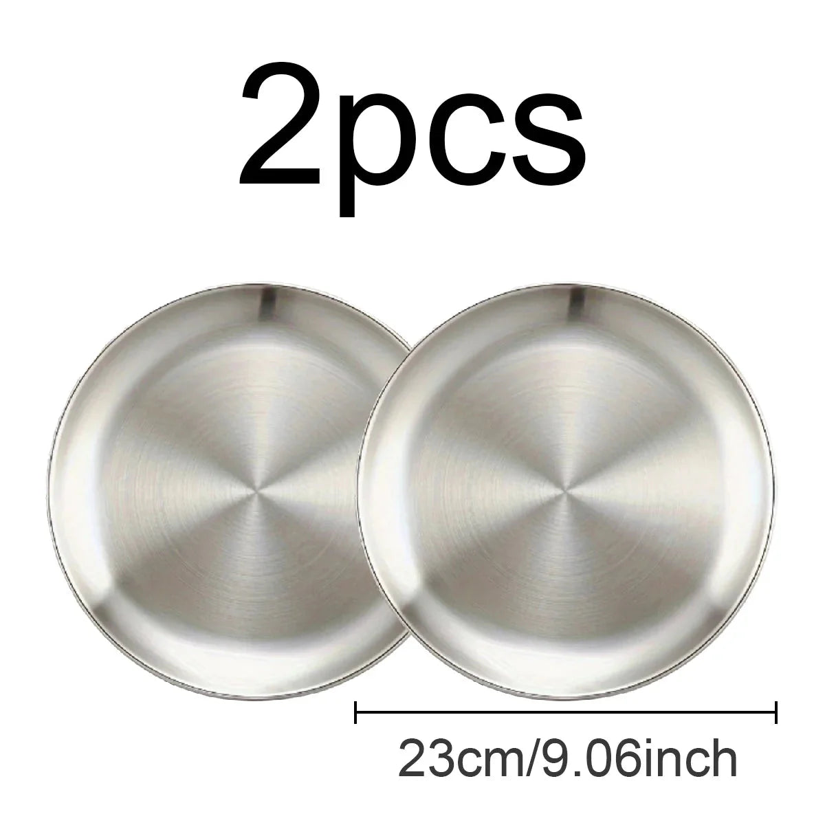 2pcs stainless steel plates, 23cm gold and silver multifunctional plates, suitable for picnics, pre meal preparation, family use
