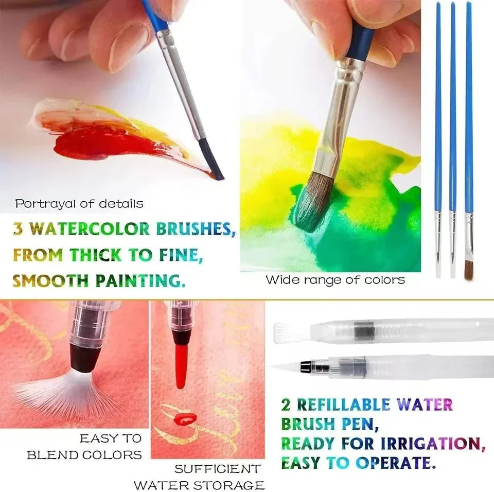 24 color watercolor paint, washable watercolor paint set, professional painting supplies, suitable for adults and artists