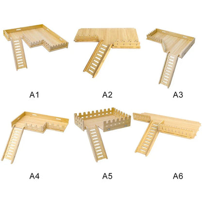 Hamster Habitat Décor Wooden Double-Layer Platform with Ladder Durable Pet Toy Accessory for Gerbil Guinea Pig and Small Animals