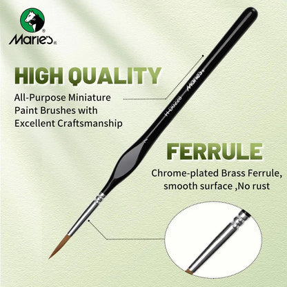 10pcs Marie's Miniature Model Synthetic Paintbrushes Kit,Micro Detail Brush Set for Acrylic,Oil,Watercolor,Paint by Number