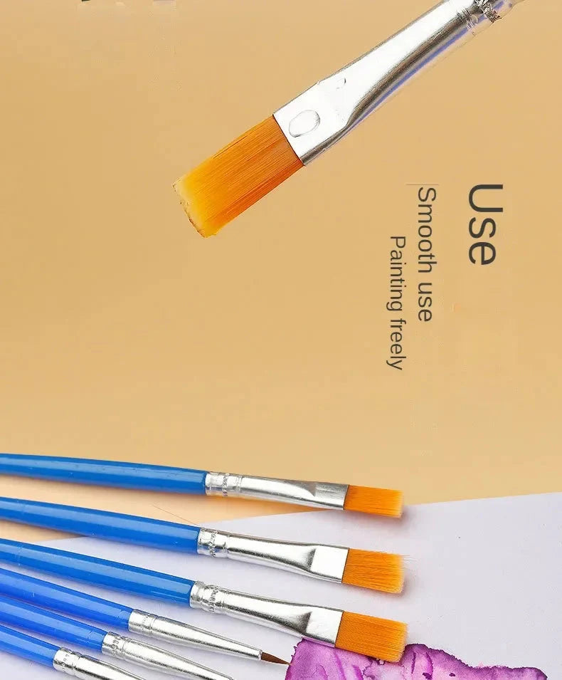 10/20/50Pcs Painting Brushes Set Art Round / Flat Brushs Nylon Hair Paint Brushes Pen for Oil Acrylic Watercolor Art Supplies