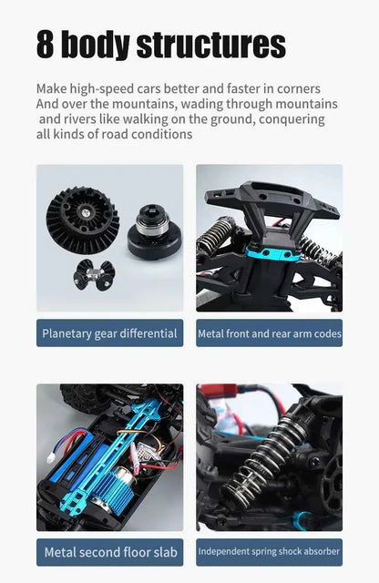 RC Car 75KM/H High Speed Racing Remote Control Car Truck for Adults 4WD Off Road Monster Trucks Climbing Vehicle Christmas Gift