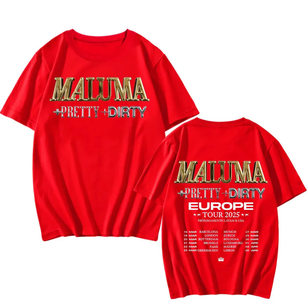 Rapper Maluma T-shirts Maluma +pretty+dirty Europet Tour 2025 Tshirt Men Women Cotton Tees Y2k Unisex Retro Harajuku Top Clothes