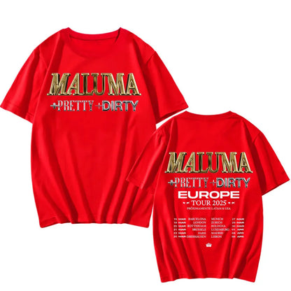 Rapper Maluma T-shirts Maluma +pretty+dirty Europet Tour 2025 Tshirt Men Women Cotton Tees Y2k Unisex Retro Harajuku Top Clothes