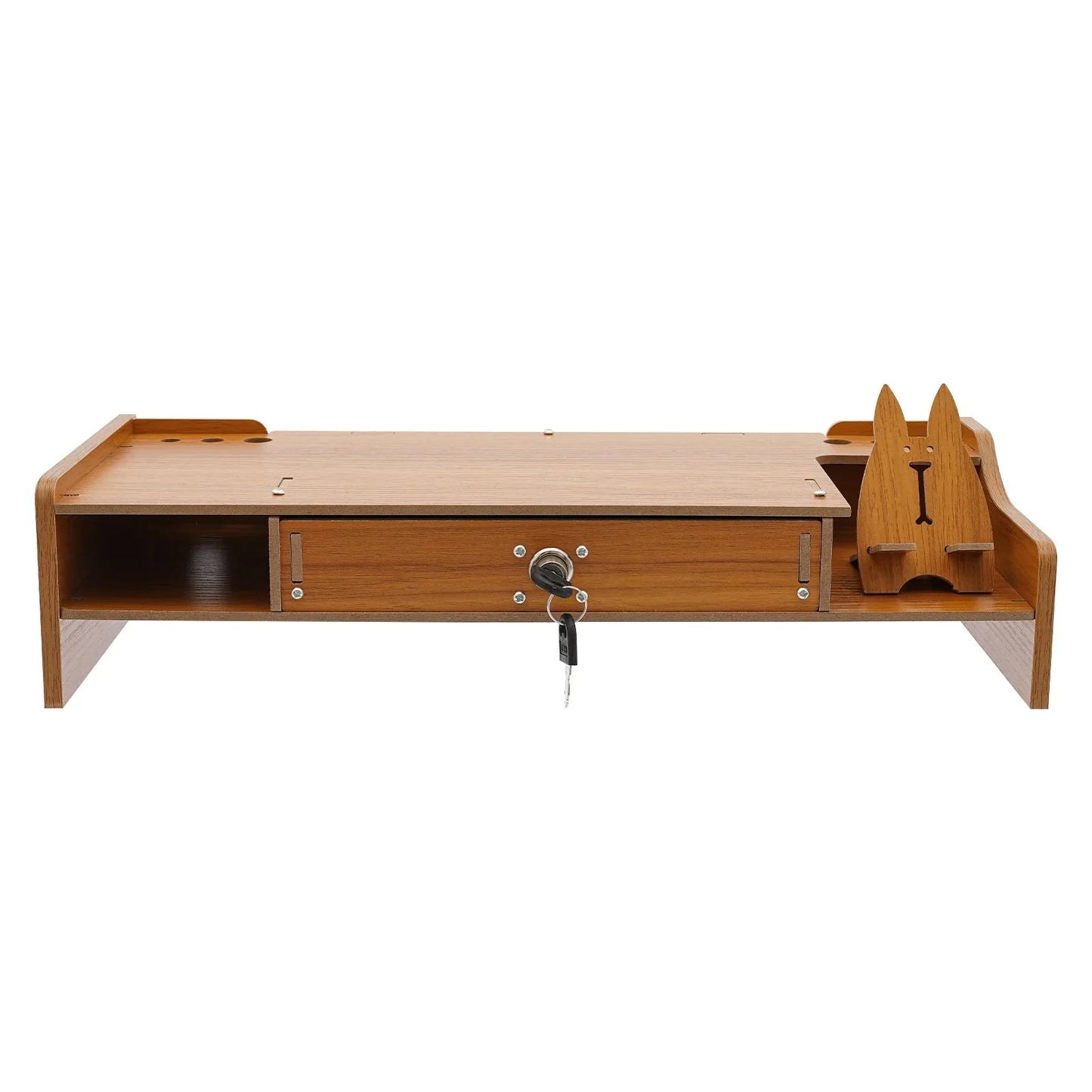 Home Computer Monitor Lift Stand with Drawers and Phone Holder, Desktop Organizer, Desktop Drawer Storage Cabinet