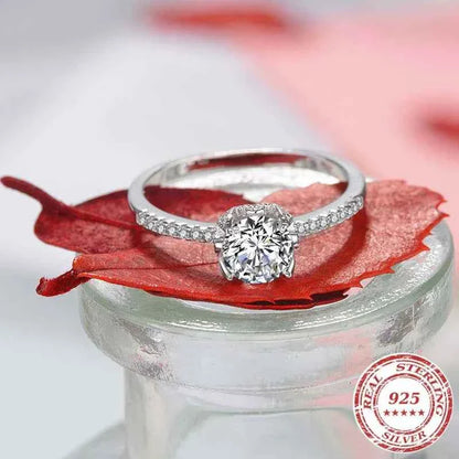 Luxury 925 Sterling Silver Classic Ring for Women jewelry Hollow ball edge diamond crown  80ct imitation diamond women's ring